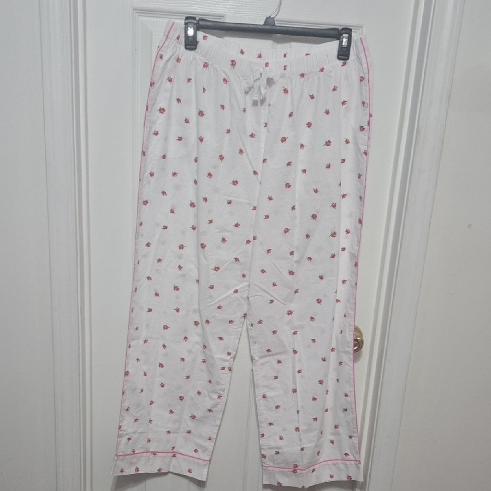 Victoria's Secret White Pajama Set with Pink Trim and Floral Print - Picture 5 of 7